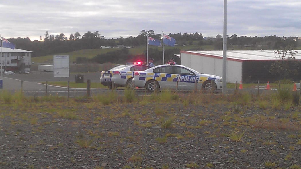 A police road block near Spring Hill Prison.