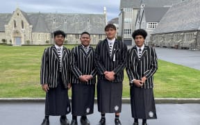 Students at Christ's College in Christchurch wearing the ie faitaga
