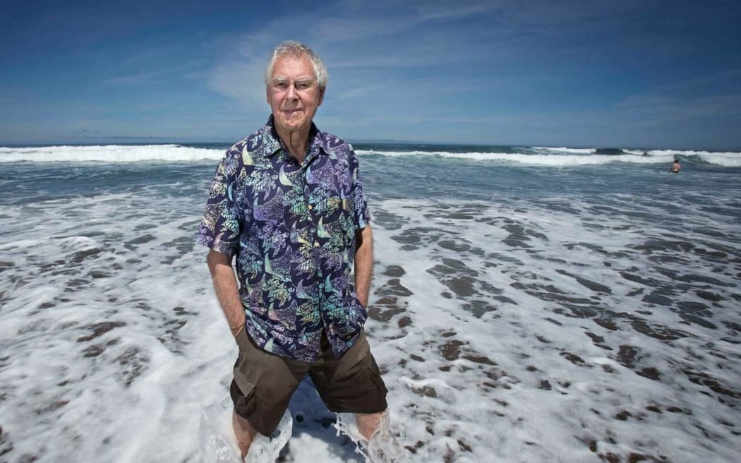 Sir Bob Harvey at Karekare Beach