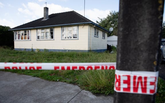 Cordons at the property where a man died after an eight-hour stand-off at a Feilding property on 24 April, 2023. (pictured 24 April)