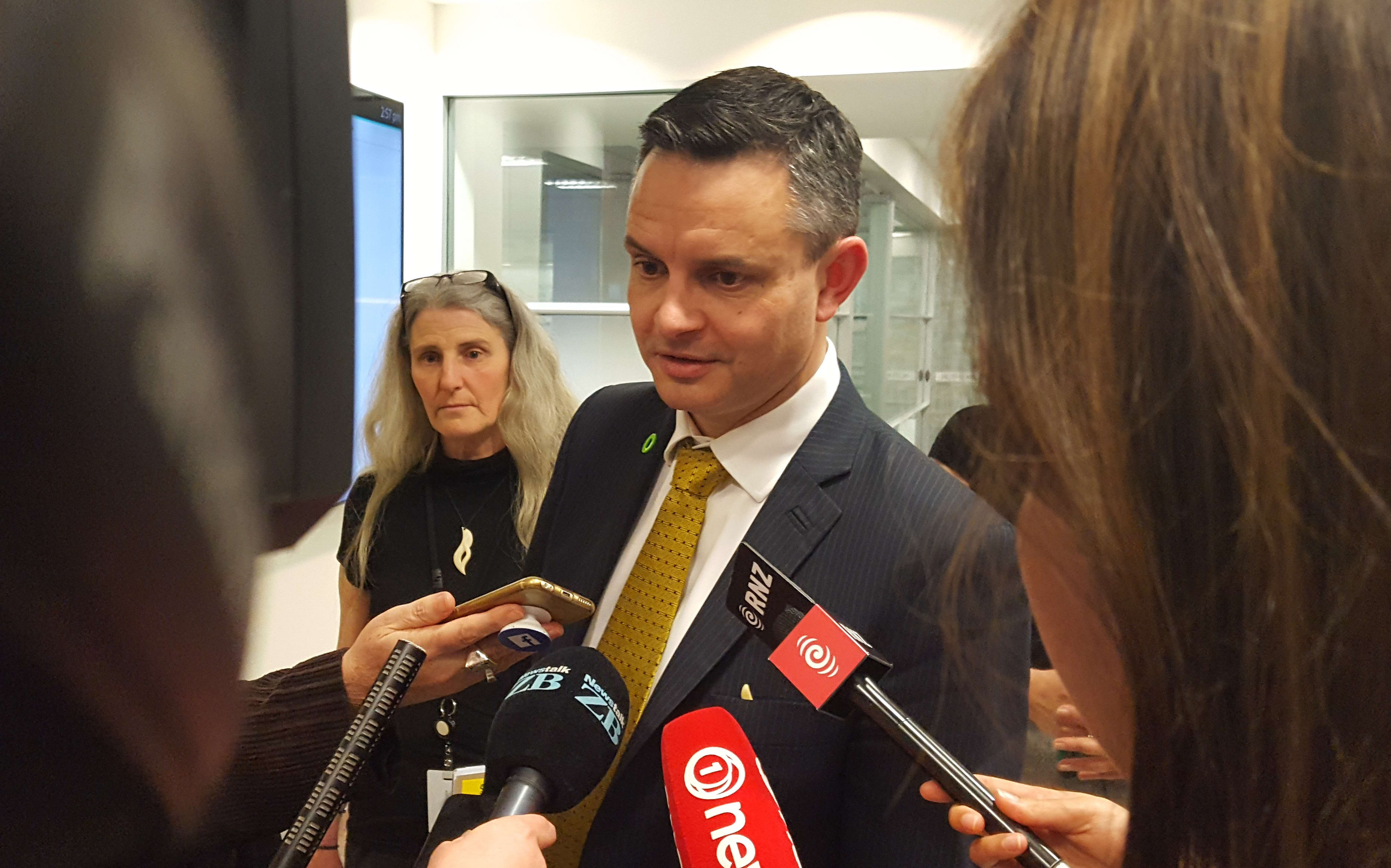 James Shaw talks to media after meeting with Labour
