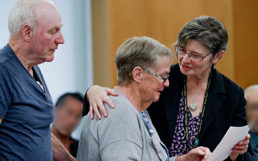 John and Beverley Cozad, survivors of the Whakaari eruption, speak at the sentencing hearing in the Environment Court, Auckland, 26 February 2024.