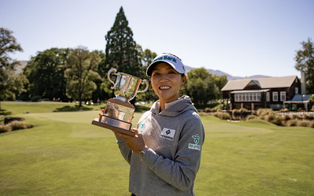 Lydia Ko receives the Lonsdale Cup - New Zealand’s highest Olympic honour - at Millbrook Resort in Arrowtown, Otago on 27 December 2024.