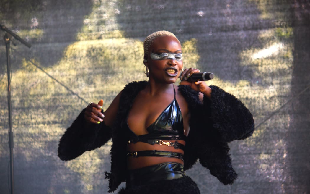 Angolan-Portuguese Kuduro musician Pongo performing at WOMAD in New Plymouth on 17 March, 2024.