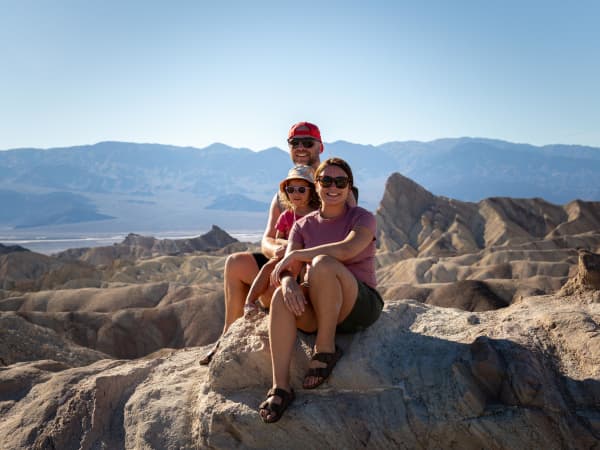 Mike and Maria McCollam with their daughter, Ella, on a US trip.