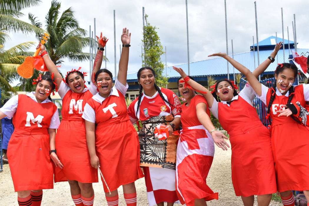 Fans from Queen Salote College show their support for Mate Ma'a Tonga, Nuku'alofa.
