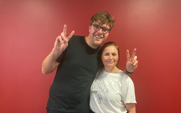 Comedian Guy Williams with Music 101's Charlotte Ryan