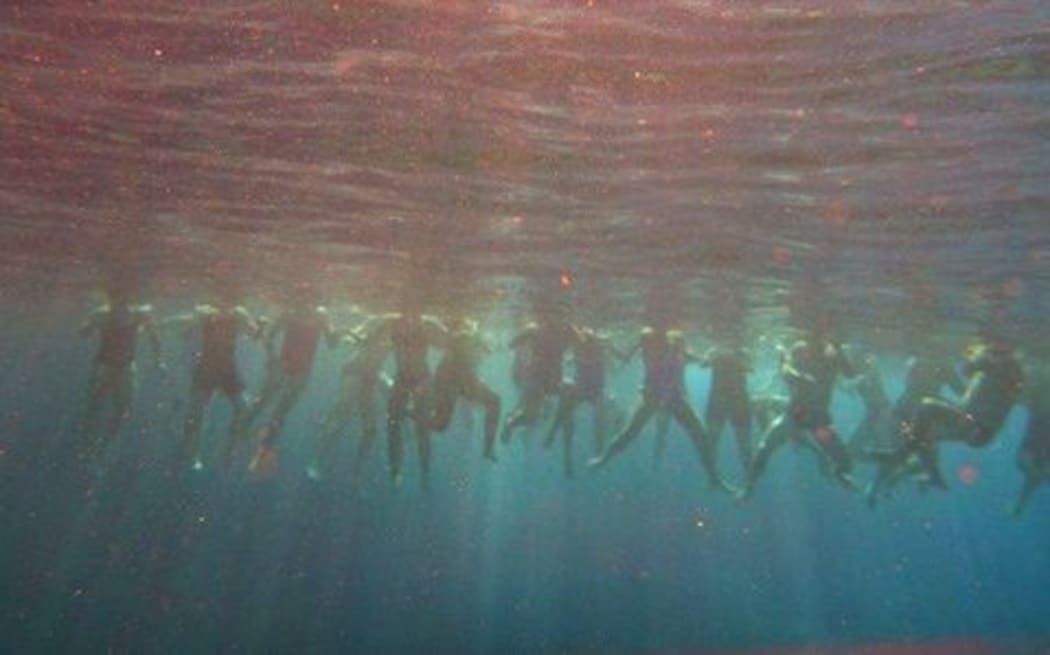 Swimmers during the Niue Rockman Series.