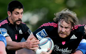 New Zealand Stade Francais players Paul Williams and Alad de Malmanche.
