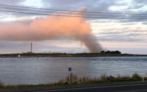 Smoke from a fire at Tiwai Point near the aluminium smelter.