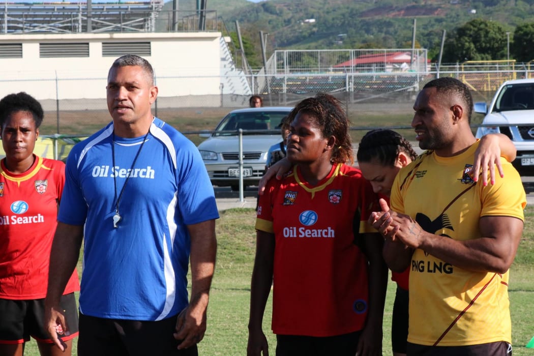 PNG Orchids head coach David Westley (2L).