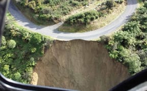 The small Māori settlement of Pipiriki was stranded after massive slips washed out the road to Raetihi (pictured) and the road that connects it to the city of Whanganui.