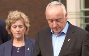 Grace Millane's parents David and Gillian Millane speak to media after the verdict was delivered.