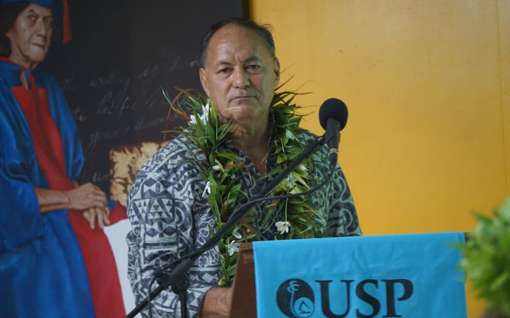 Paul Raui Pokoati Allsworth at the University of the South Pacific (USP) Cook Islands Campus on Thursday night. TALAIA MIKA / 25042102.