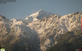 Mount Cook covered in snow.