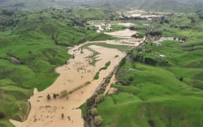 Flooding at Ohura-Matiere, in the Ruapehu District, provided by the Ruapehu District Council on 20 October, 2025,  after storms caused widespread damage and flooding the week before.