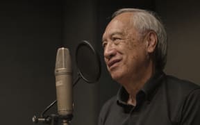 Witi Ihimaera recording his podcast Witi Underwater