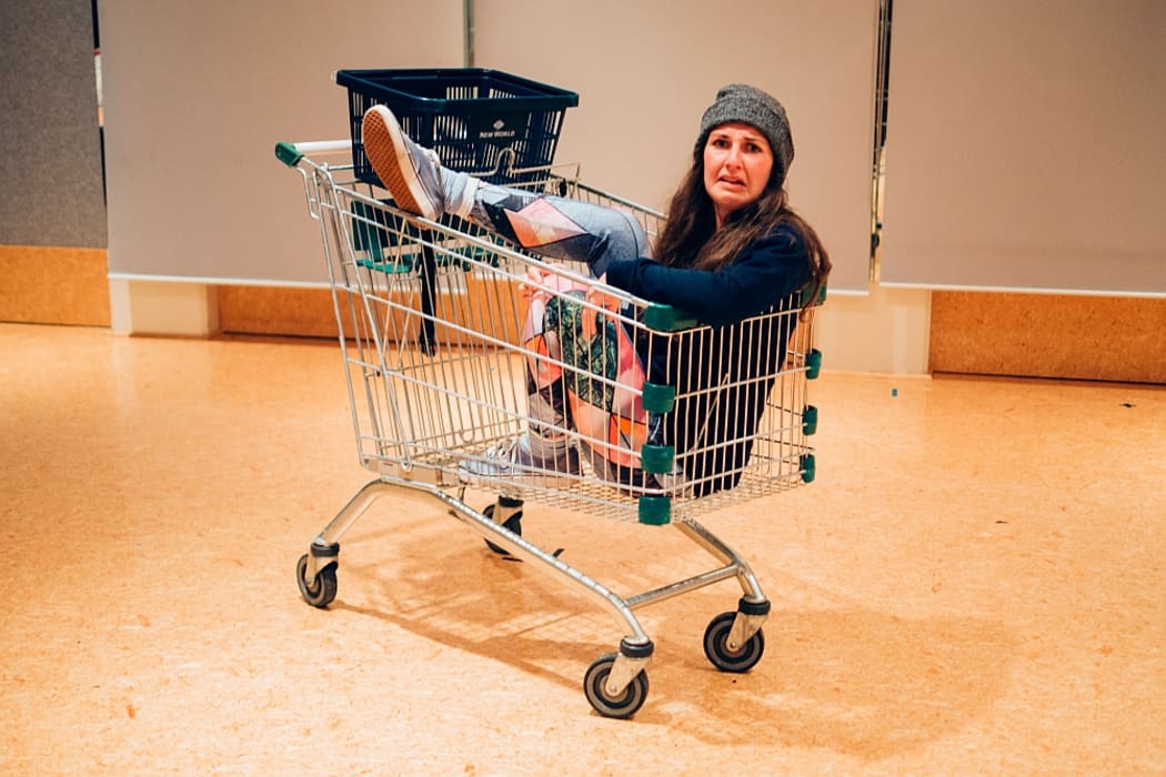 Sarah Tuck having a trolley tanty.