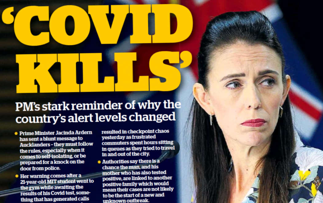 The New Zealand herald front page last Monday.