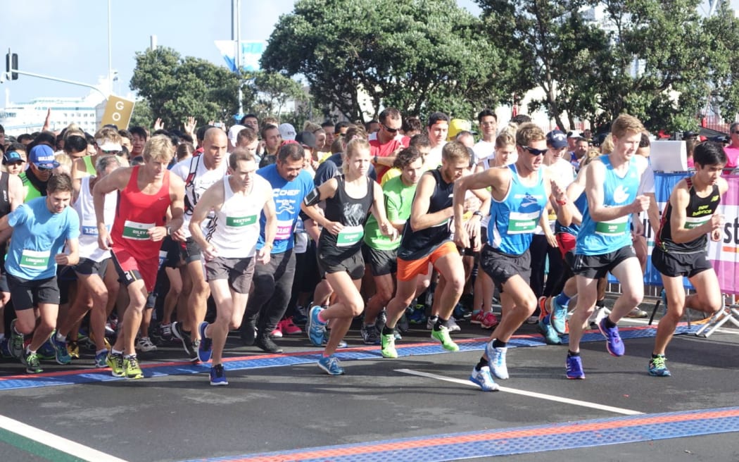 Runners take off from the starting line at Auckland Round the Bays.