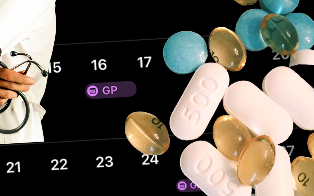 Composite of calendar dates and GP and medicines.