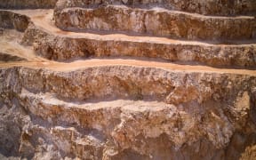 Ledges of open pit sand quarry