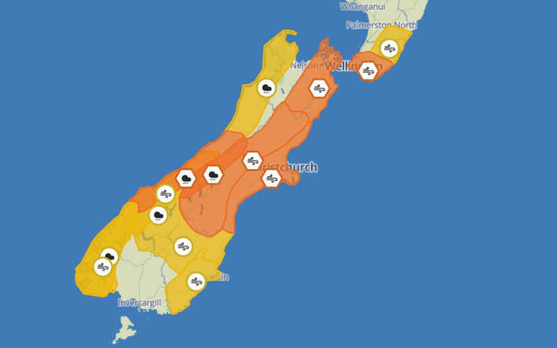 Severe wind warnings for parts of South Island and lower North Island | RNZ