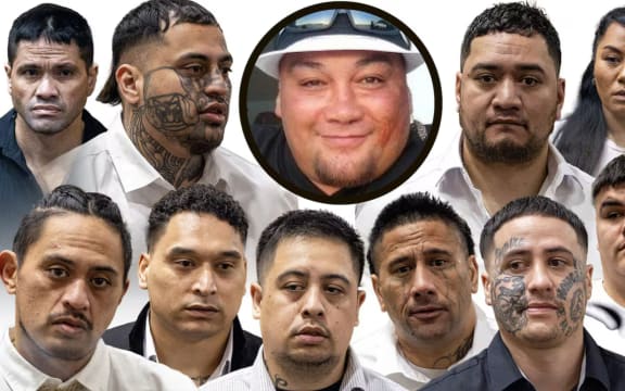 Ten people were initially charged over the alleged murder of Tauranga man Mitchell Te Kani (shown inset centre).