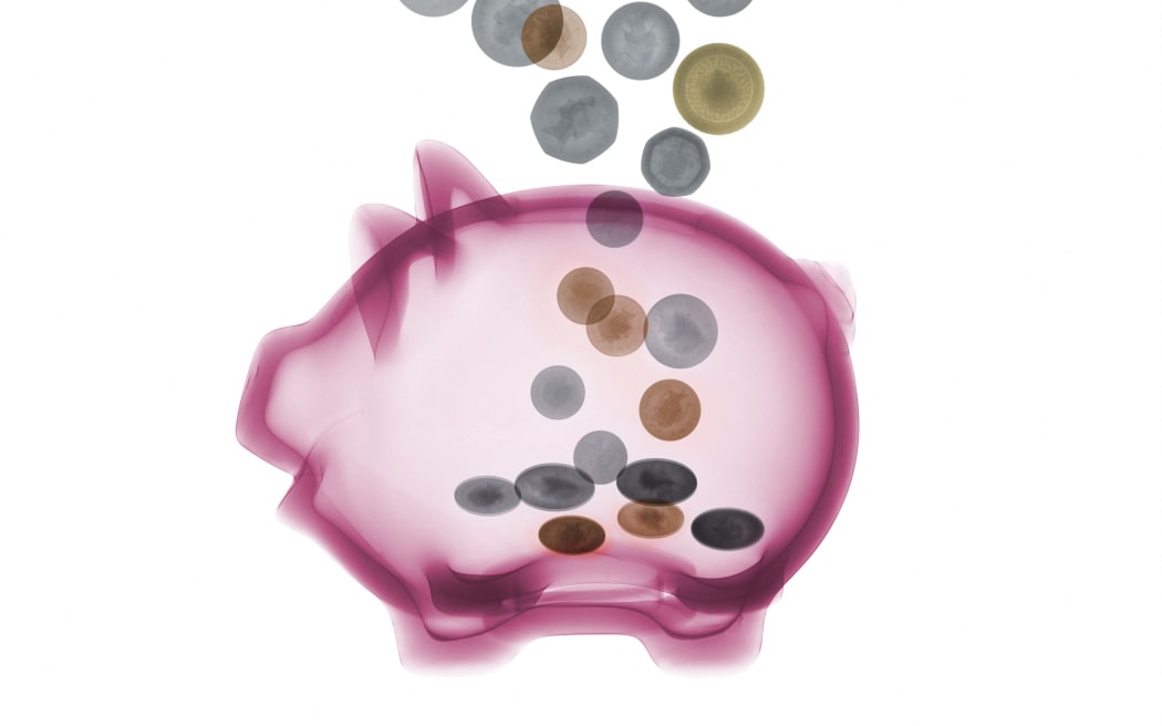 Piggy bank with coins, X-ray (Photo by NICK VEASEY/SCIENCE PHOTO LIBRAR / NVY / Science Photo Library via AFP)