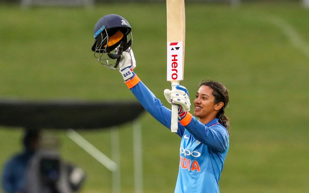 India's Smriti Mandhana, New Zealand White Ferns v India, first GJ Gardner ODI, McLean Park, Napier, 24 January 2019.