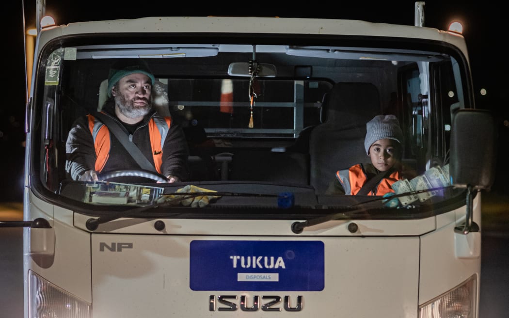 Brendon (Tainui Tukiwaho) and Kauri (Popai Curreen-Tukiwaho) after arguing in the truck.