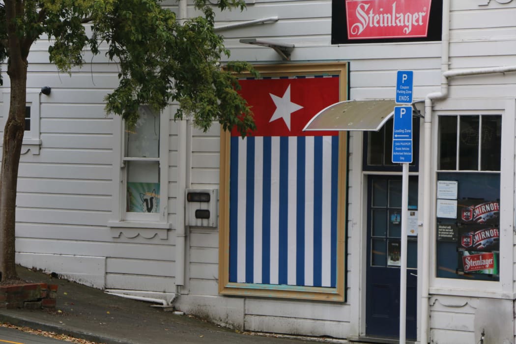 The West Papuan Morning Star flag on a billboard in Thorndon, Wellington, 28 November, 2019