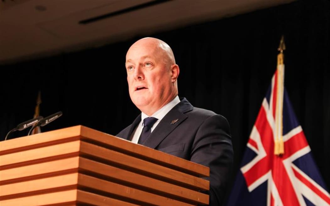 Prime Minister Christopher Luxon speaking at the Post-Cabinet press conference.