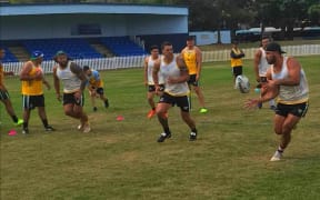 The Cook Islands in training ahead of their World Cup qualifier against the USA.