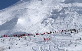 This image of the French Alps shows an avalanche site in an off-piste area after an avalanche engulfed nine people, killing at least four.