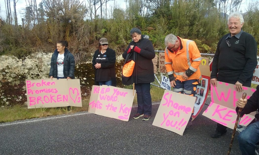 Families of the Pike River dead protest at the sealing of the mine