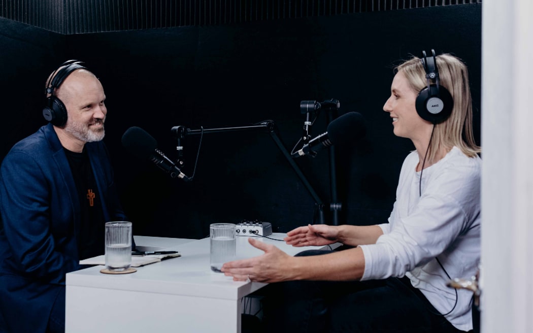 Reverend Frank Ritchie interviewing Journalist Anna Burns-Francis