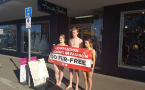 Protesters outside Annah Stretton were aiming to raise awareness of the treatment of pest animals.