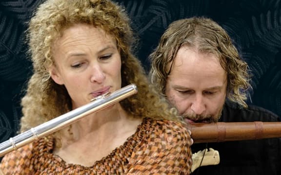 Flutist, Bridget Douglas and taonga pūoro player, Alistair Fraser