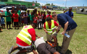 A Marshall Islands Red Cross-sponsored life-saving training in Majuro on September 12 involved cardiopulmonary resuscitation (CPR) activities.