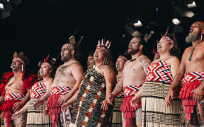 Kapa Haka group, Mātangirau, take the stage at Eden Park for Te Matatini 2023