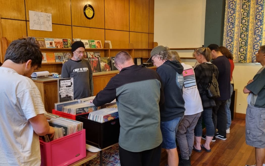 Record hunters dig for bargains at the New Plymouth Record Fair.