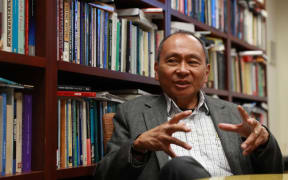 American political scientist Francis Fukuyama attends an interview at Stanford Univercity in California
