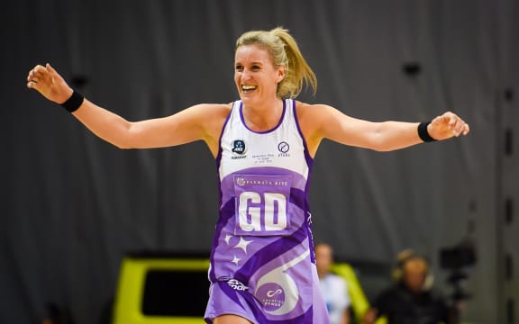 Northern Stars Leana de Bruin celebrates her side's surprise win over defending champions the Southern Steel.