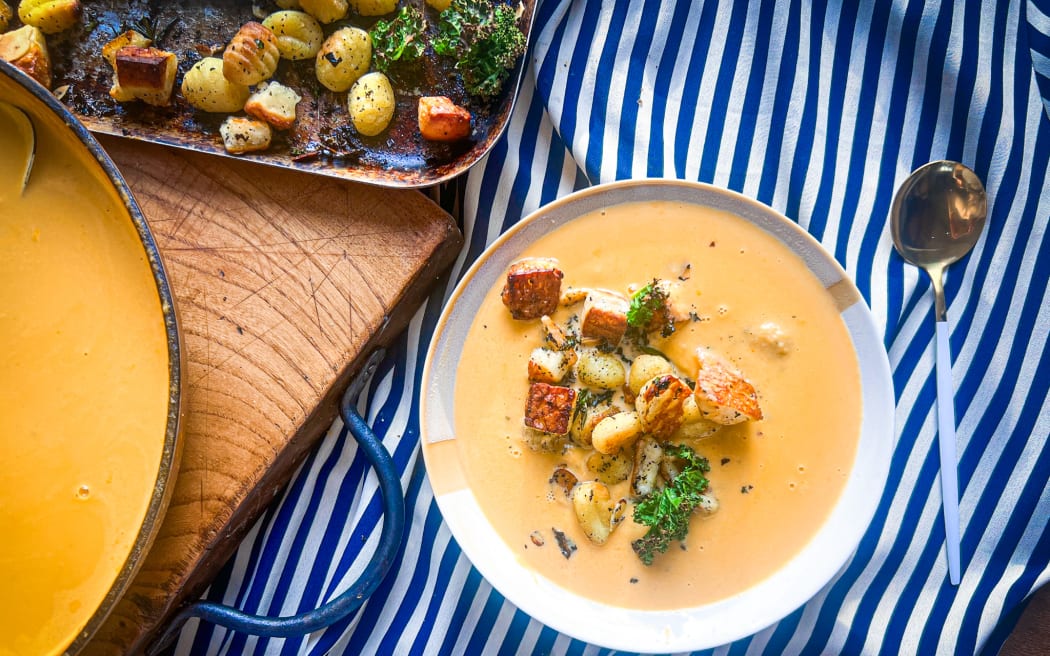 Easy Eats with Sam Parish: Pumpkin soup with gnocchi halloumi en croute