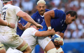 Samoa’s Steven Luatua in action against England at the Rugby World Cup.