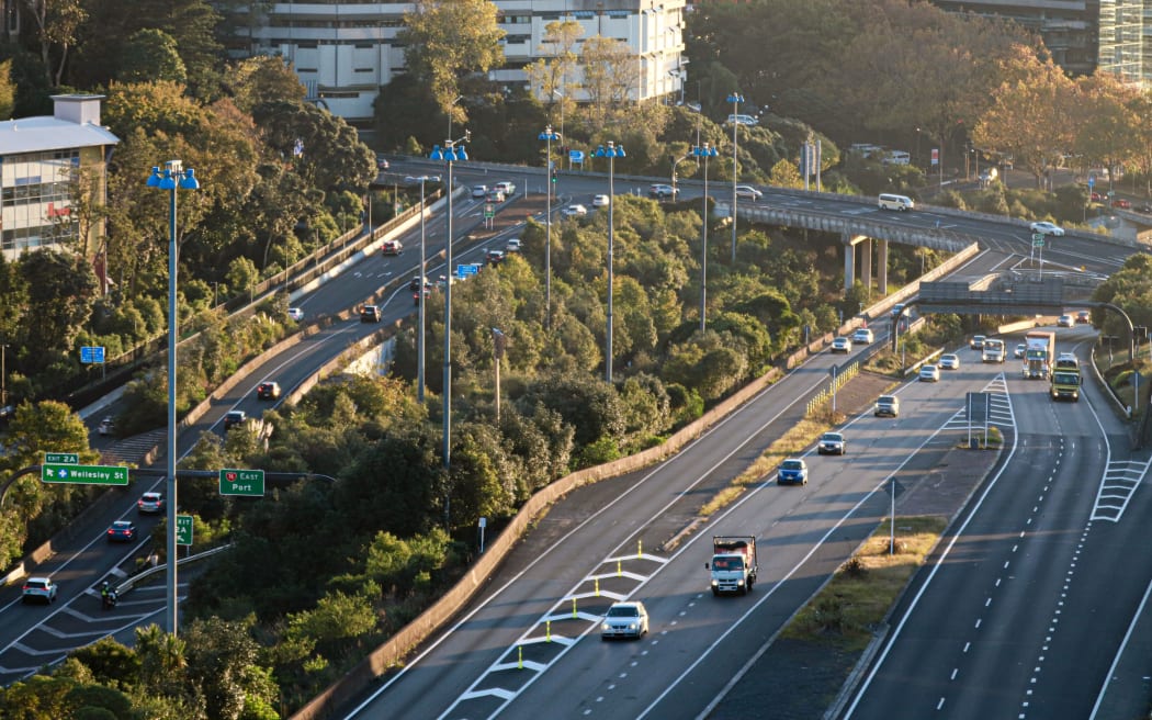 Traffic on Auckland motorway near CBD