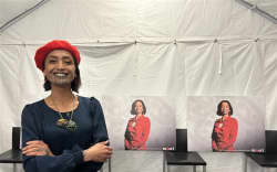 Oriini Kaipara celebrates her Tāmaki Makaurau by-election victory.