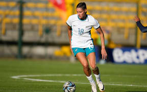 Football Fern Grace Jale who scored twice in the win over Tonga.