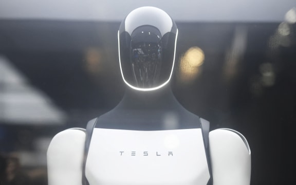 Visitors visit Tesla's humanoid robot "Optimus" at the 2025 World Artificial Intelligence Conference in Shanghai, China on July 28, 2025.